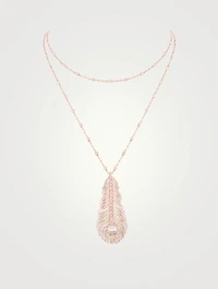 Plume De Paon Rose Gold Pendant Necklace With Diamonds
