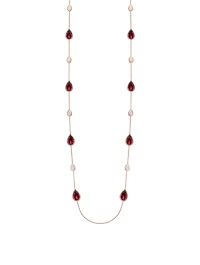 Serpent Boheme Long Rose Gold Necklace With Rhodolite Garnet And Diamonds