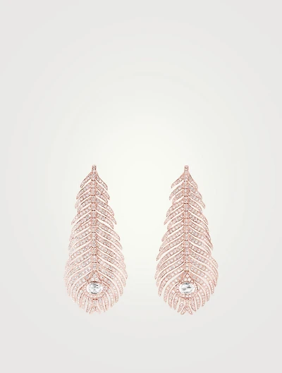 Plume De Paon Rose Gold Pendant Earrings With Diamonds