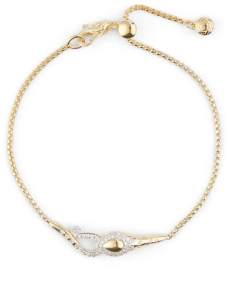 Legends Cobra 18K Gold Pavé Diamond Box Chain Bracelet