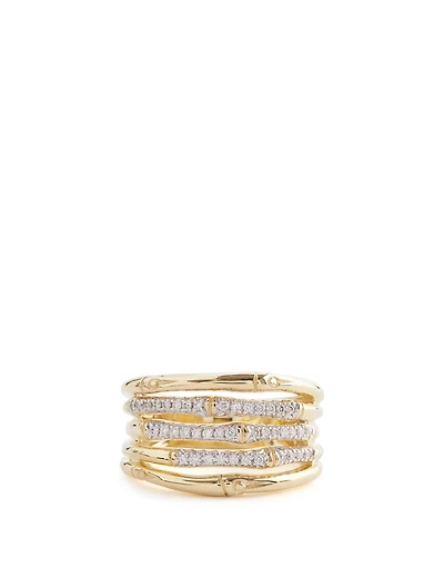 Bamboo 18K Gold Ring With Diamonds
