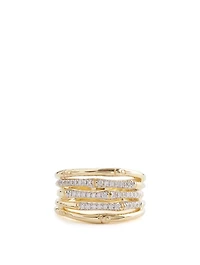 Bamboo 18K Gold Ring With Diamonds