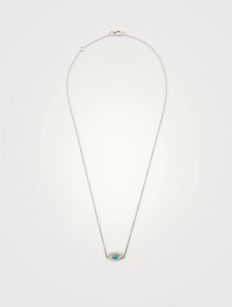 Classique Silver Evil Eye Necklace With White Sapphire And Turquoise