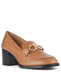 Rolo Leather Heeled Loafers With Reversible Gancini