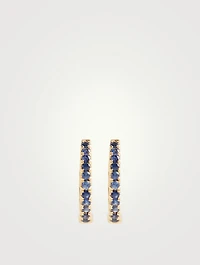 18K Gold Huggie Earrings With Blue Sapphires