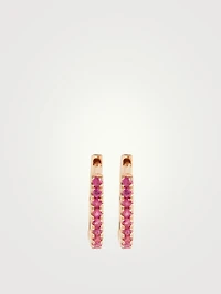 18K Rose Gold Huggie Earrings With Rubies