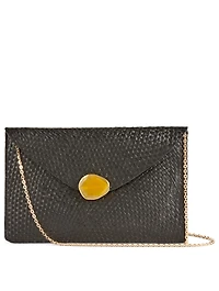 Capri Straw Envelope Clutch With Agate Clasp