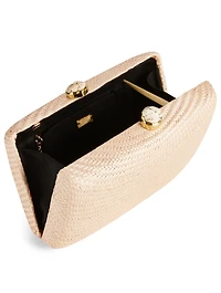 Jen Straw Clutch With Stone Clasp