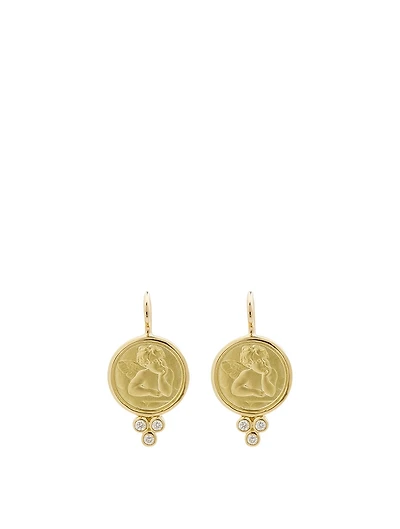 18K Gold Angel Earrings With Diamonds
