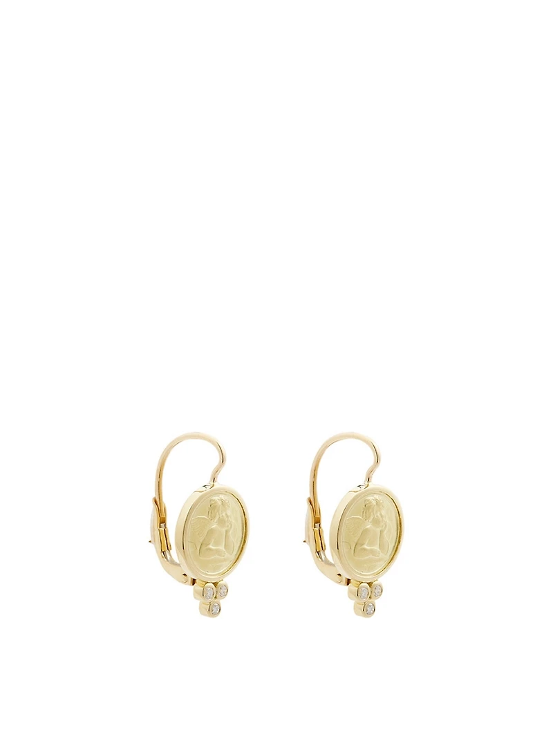 18K Gold Angel Earrings With Diamonds