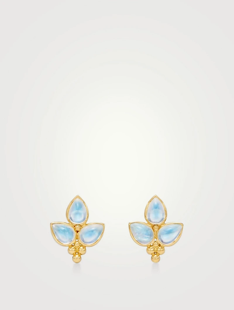 18K Gold Foglia Trio Earrings With Royal Blue Moonstone