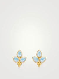 18K Gold Foglia Trio Earrings With Royal Blue Moonstone