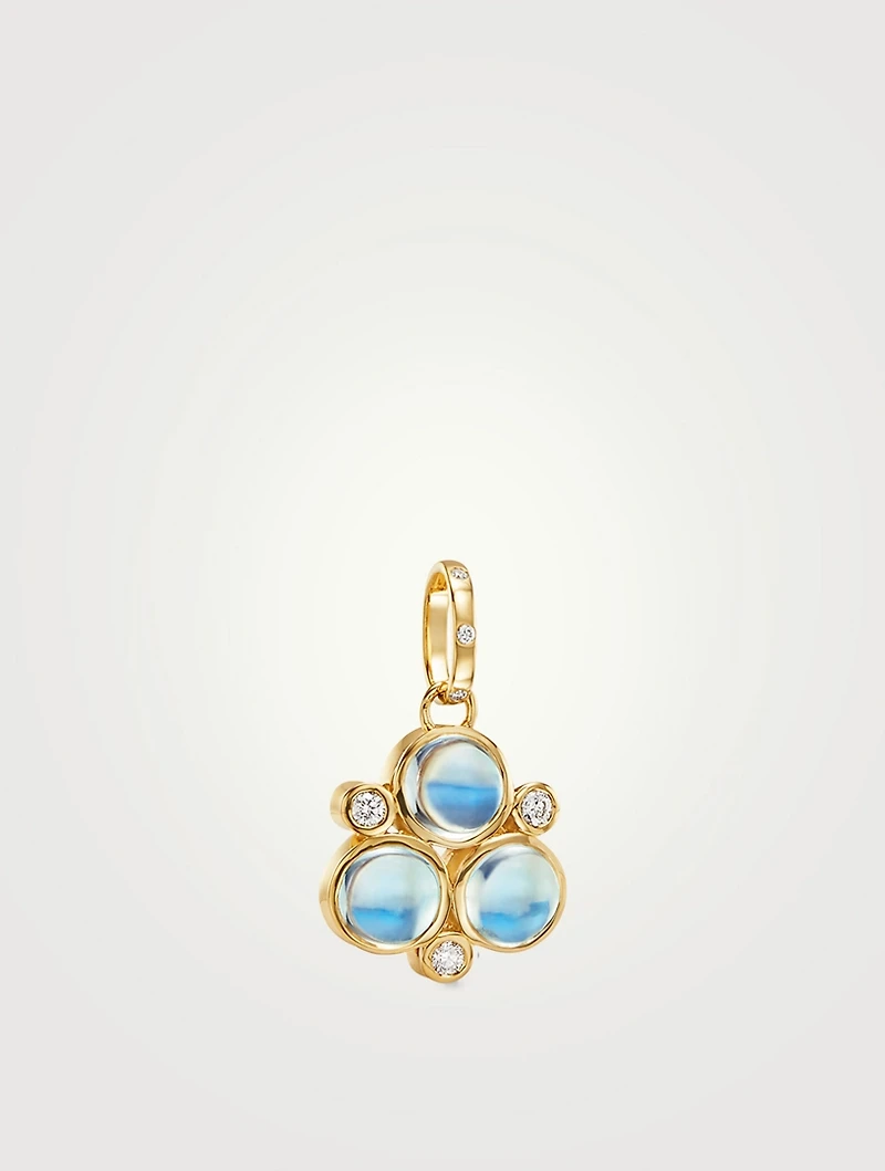 18K Gold Trio Pendant With Blue Moonstone And Diamonds