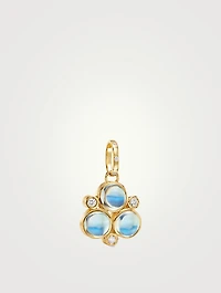 18K Gold Trio Pendant With Blue Moonstone And Diamonds