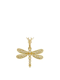18K Gold Dragonfly Pendant with Diamonds