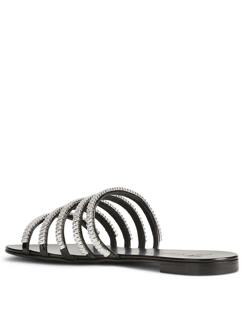 Michela Metallic Leather Crystal Sandals