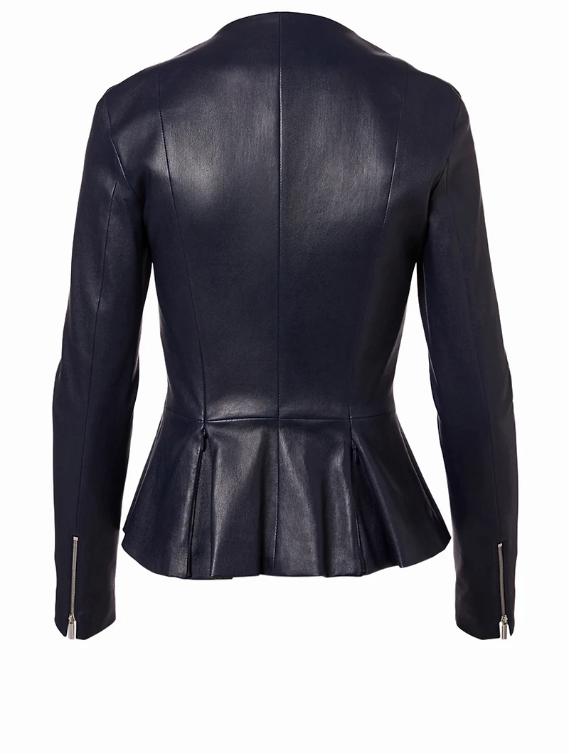 Anasta Leather Peplum Jacket
