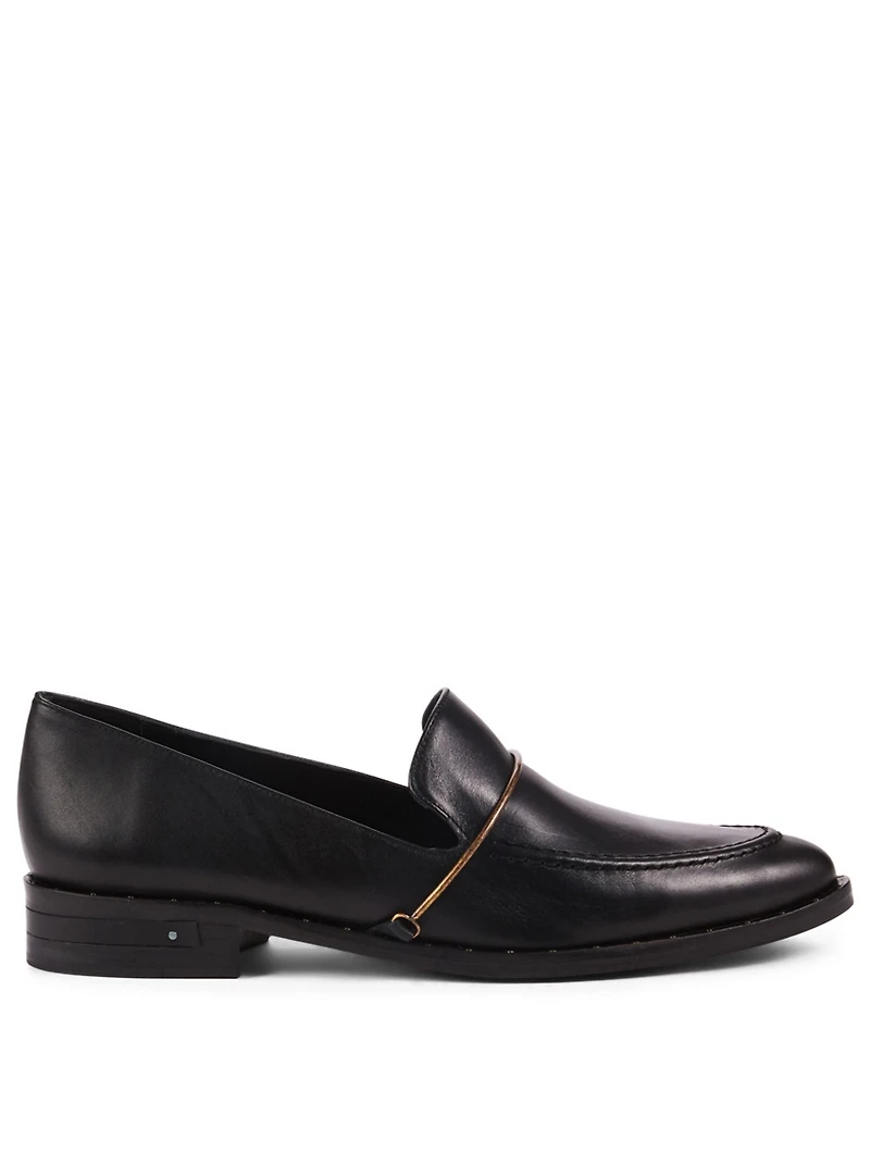 Light Leather Loafers With Brass Bar