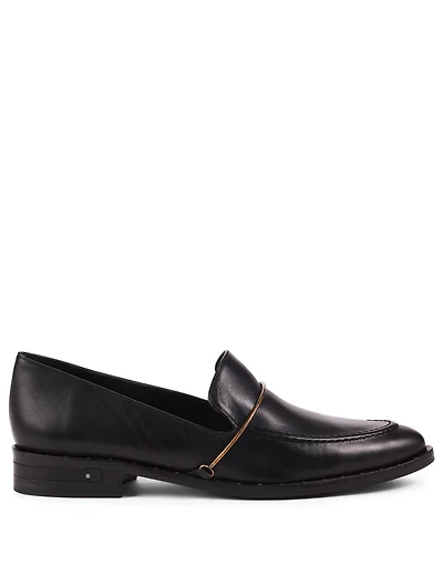 Light Leather Loafers With Brass Bar