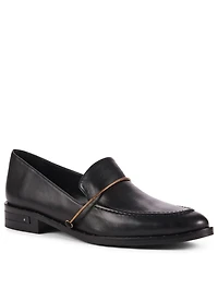 Light Leather Loafers With Brass Bar