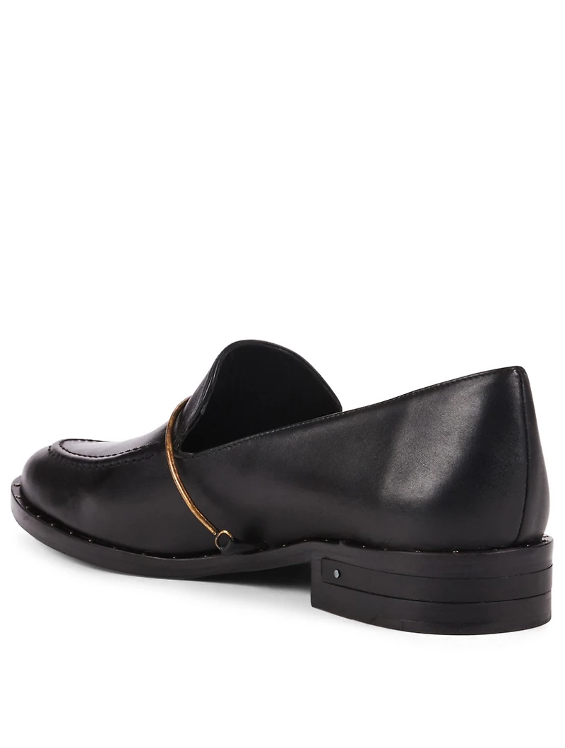 Light Leather Loafers With Brass Bar