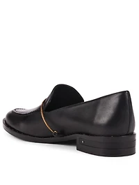 Light Leather Loafers With Brass Bar