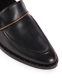 Light Leather Loafers With Brass Bar