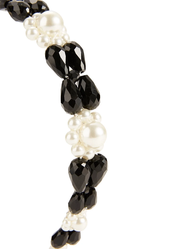 Crystal And Faux Pearl Daisy Hairband