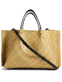 Medium Rockstud Straw Tote Bag
