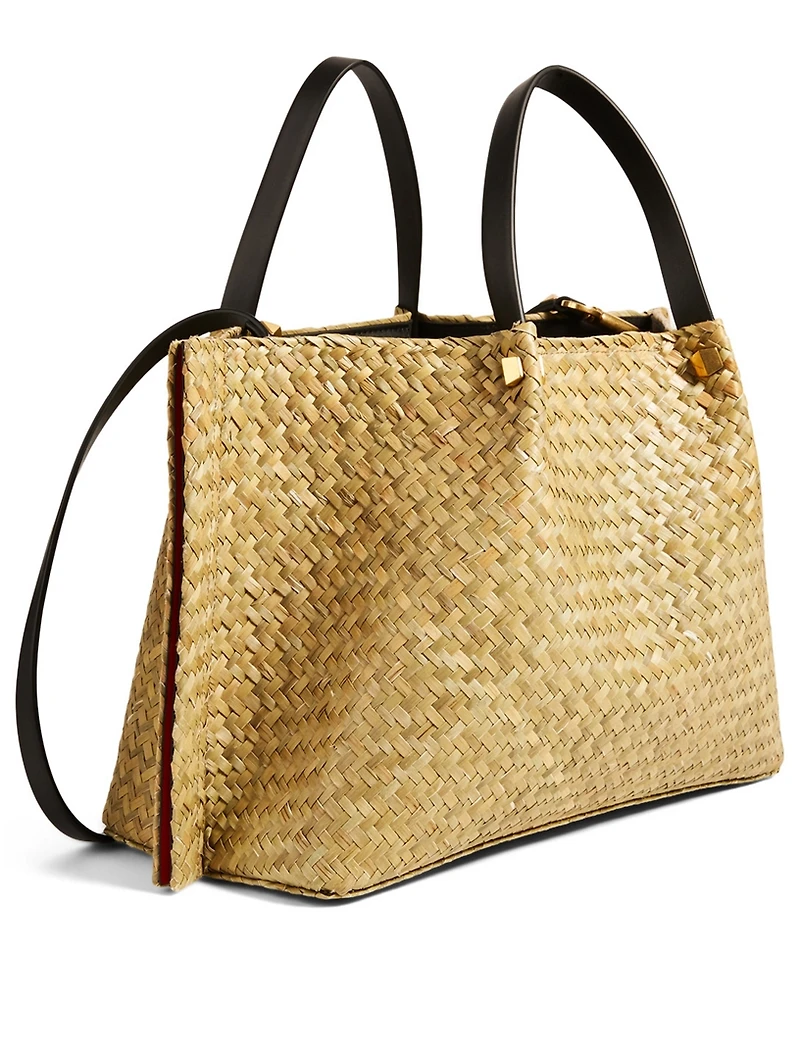 Medium Rockstud Straw Tote Bag