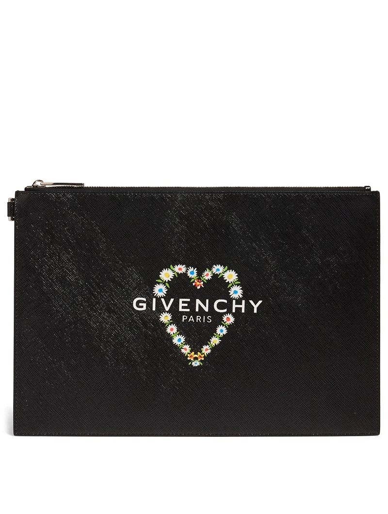 Floral Heart Coated Canvas Pouch