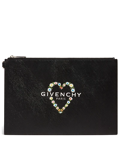 Floral Heart Coated Canvas Pouch