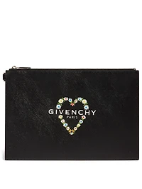 Floral Heart Coated Canvas Pouch