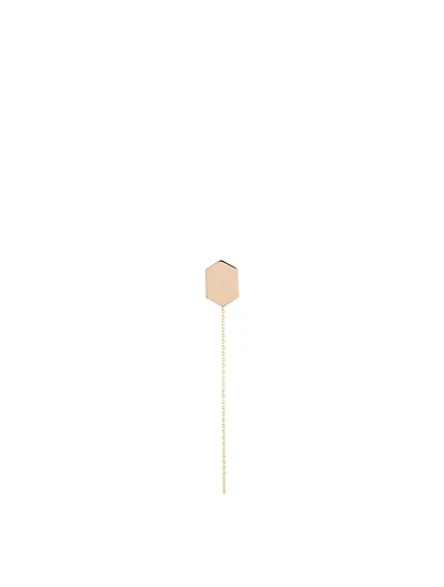14K Rose And Yellow Gold Hexagon Earring With Diamond