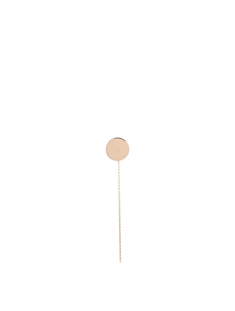 14K Rose And Yellow Gold Circle Earring With Diamond