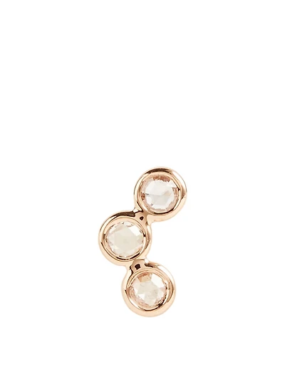 3D 18K Rose Gold Curved Earring With Diamonds