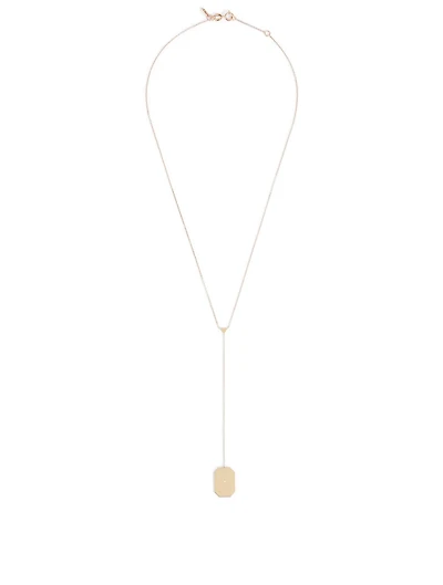 14K Rose And Yellow Gold Rectangle Lariat Necklace