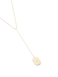 14K Rose And Yellow Gold Rectangle Lariat Necklace