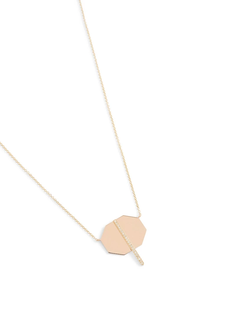 14K Rose And Yellow Gold Necklace With Diamonds