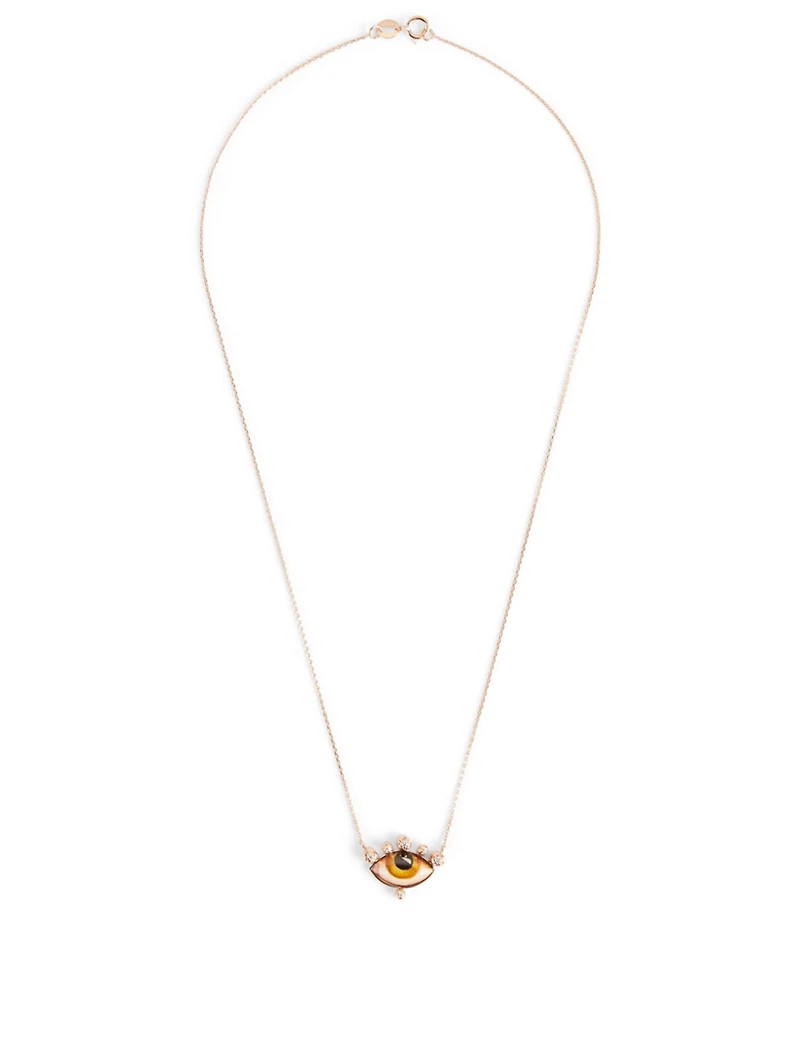 Russe Petit Jaune 14K Rose Gold Necklace With Diamonds
