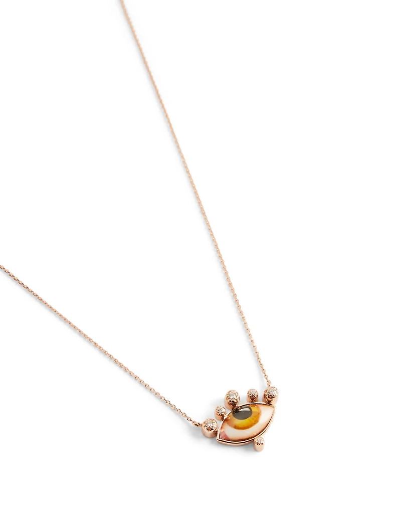 Russe Petit Jaune 14K Rose Gold Necklace With Diamonds