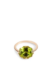 18K Rose Gold Ring With Peridot And Diamonds
