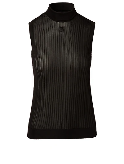 Ribbed Sleeveless Turtleneck