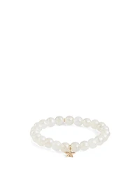Chalcedony Beaded Bracelet With 14K Gold Diamond Star Charm