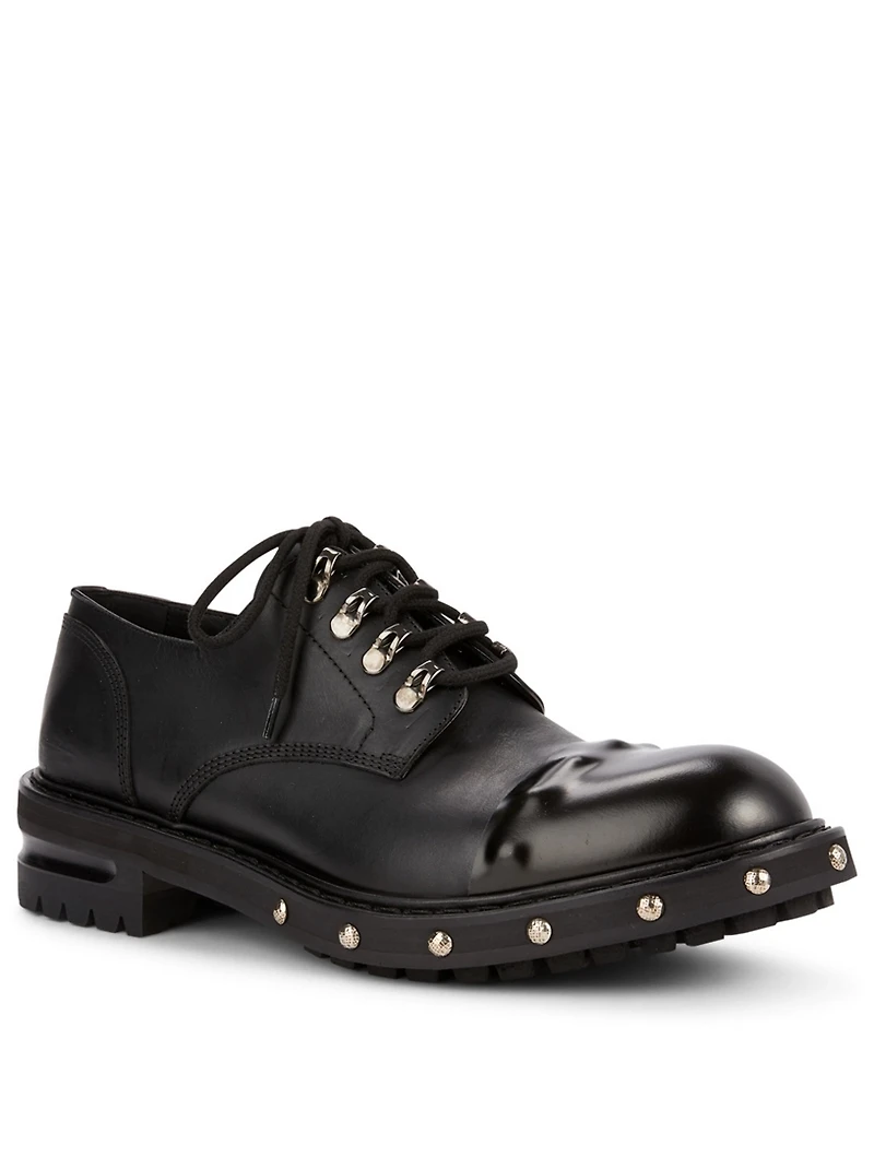 Hobnail Leather Derby Shoes
