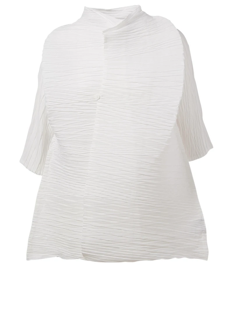 Cross Stroke Pleated Top