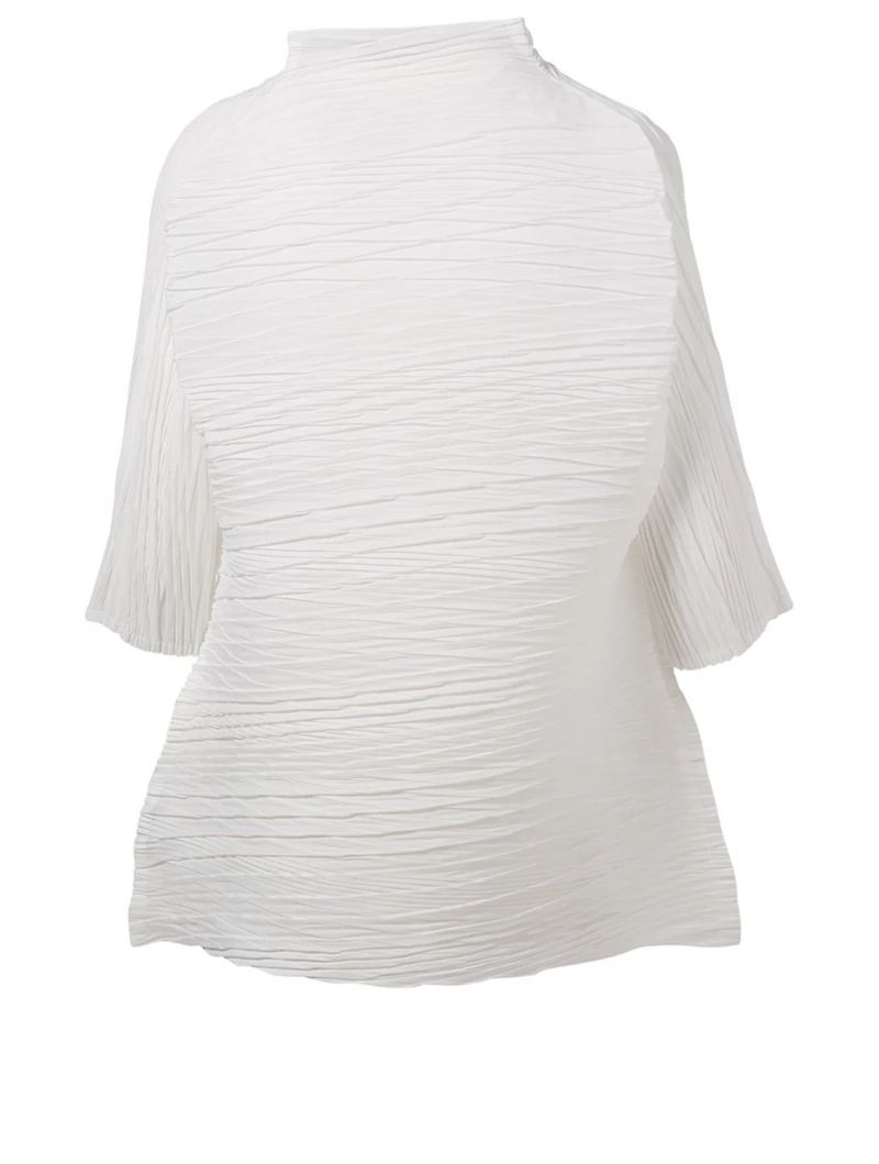 Cross Stroke Pleated Top