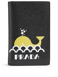 Printed Saffiano Leather Bifold Card Holder