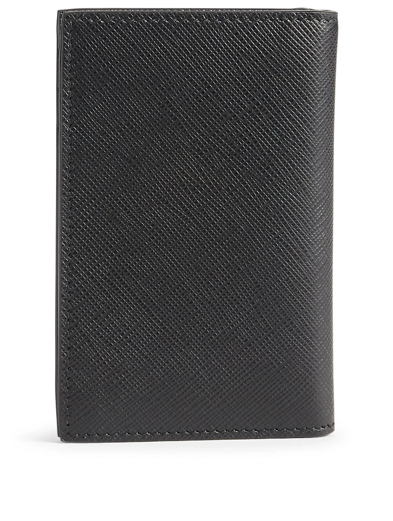 Printed Saffiano Leather Bifold Card Holder