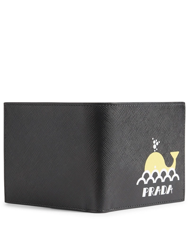 Printed Saffiano Leather Bifold Wallet